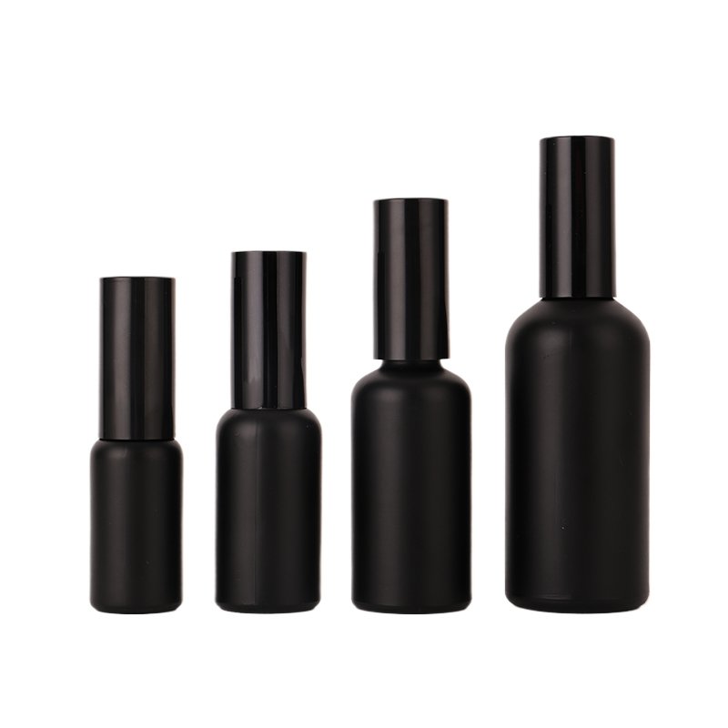 Private Label Custom Logo Matte Black Spray Glass Bottle 100ml Cosmetic Spray Bottle Low Moq Cosmetics Black Glass Bottle Spray
