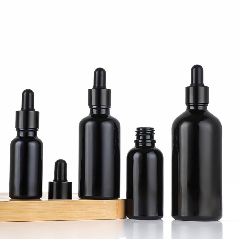 Custom Logo Empty Cosmetic Packaging Essential Hair oil Perfume 10ml 30ml 50ml 100ml Black Glass Dropper Bottle