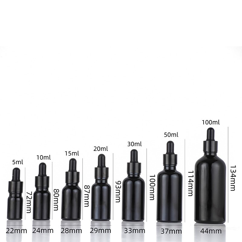 Custom Logo Empty Cosmetic Packaging Essential Hair oil Perfume 10ml 30ml 50ml 100ml Black Glass Dropper Bottle