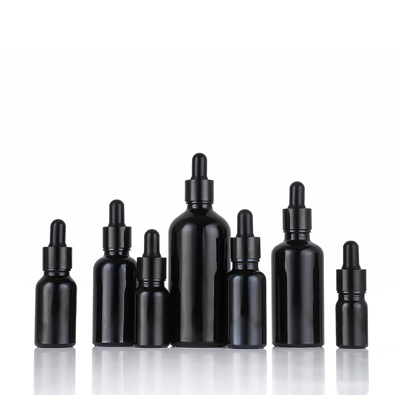 Custom Logo Empty Cosmetic Packaging Essential Hair oil Perfume 10ml 30ml 50ml 100ml Black Glass Dropper Bottle