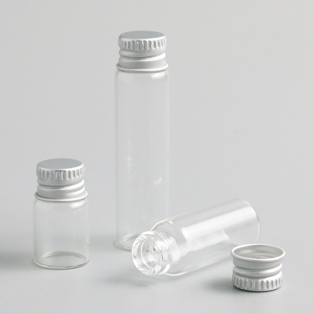 Empty 4ML Small Screw Top Glass Bottle With Aluminum Cap,Mini Clear Glass Vials