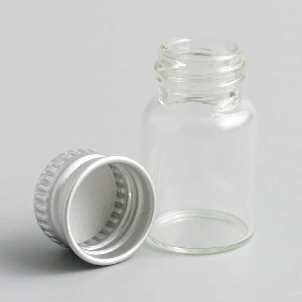 Empty 4ML Small Screw Top Glass Bottle With Aluminum Cap,Mini Clear Glass Vials