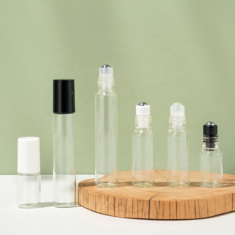 3ml 5ml 10ml Clear Roller Bottle Vials Collection Roll On Empty Glass Bottle For Essential Oils Refillable Roller Perfume Bottle