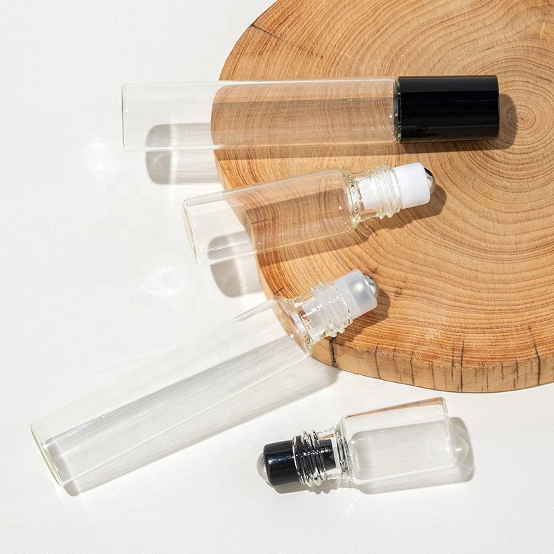 3ml 5ml 10ml Clear Roller Bottle Vials Collection Roll On Empty Glass Bottle For Essential Oils Refillable Roller Perfume Bottle