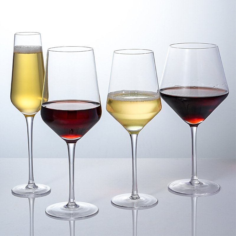 Customized logo personalized bottle long stem wine glasses flat goblet wine glass white set crystal Red wine glass cup