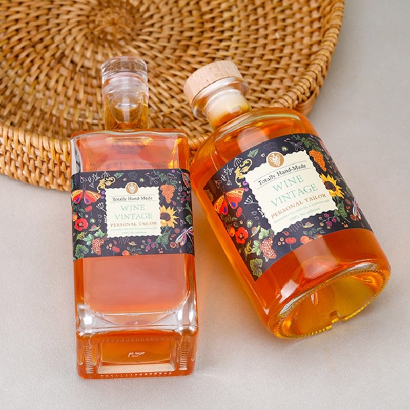 Most popular style 500ml round vodka liquor glass juice bottles with cork
