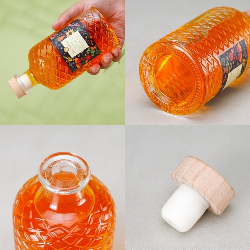 Most popular style 500ml round vodka liquor glass juice bottles with cork