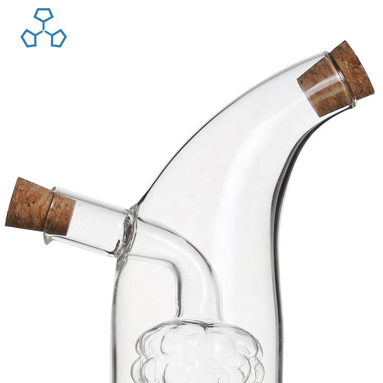2024 Borosilicate Handmade Creative Grape Olive Oil Glass Bottle With Wood Cork For Vinegar
