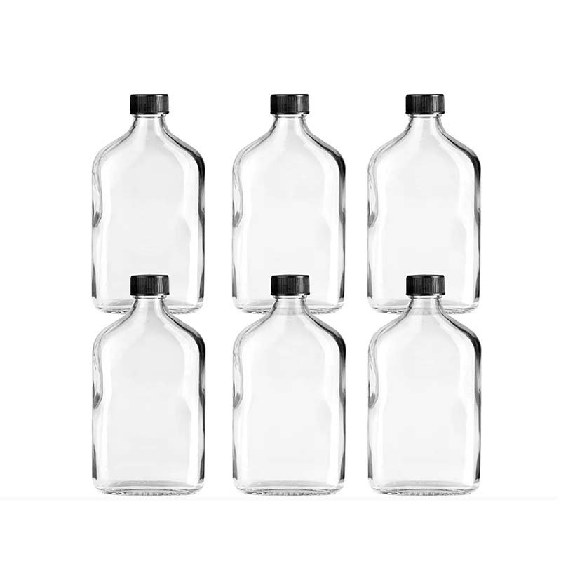 Wholesale Transparent Amber Glass Flasks Ice Coffee Milk Tea Juice Beverage Liquor Wine Glass Bottle Jar Cups Set