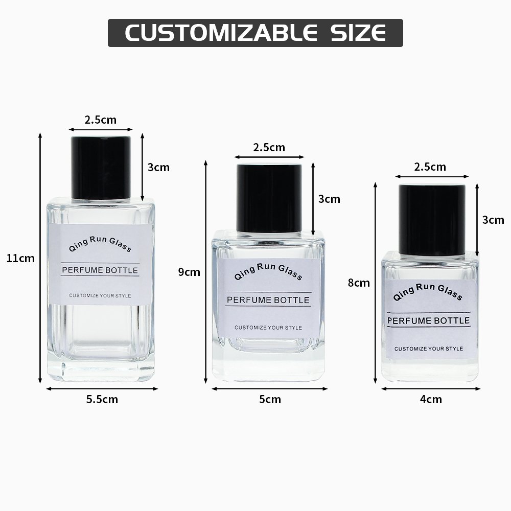 Modern Custom Spray Refillable Luxury Glass Perfume Bottle 50ml Empty Fragrance Round Glass Bottles with Cap