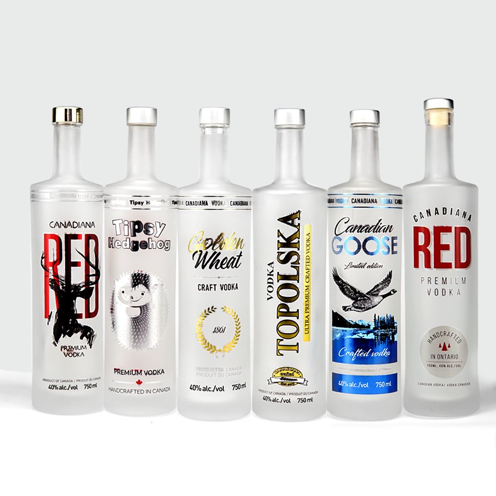 Premium Empty Cylinder Glass Liquor Wine Bottle 750ml Frosted Glass Vodka Whisky Bottle Wholesale With Aluminum Screw Cap