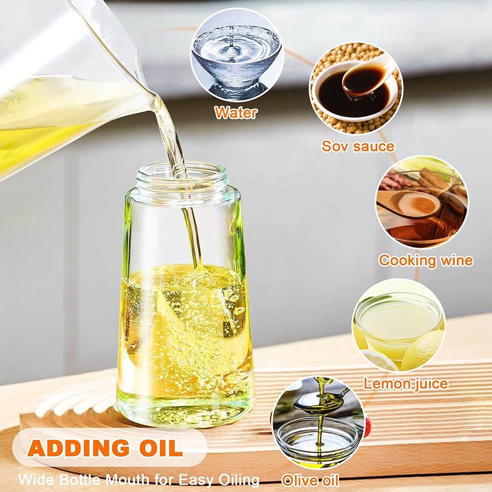 High Quality Glass Oil Sprayer 2 in 1 Food Grade Olive Oil Mister Spray Bottle Dispenser for BBQ Baking Cooking