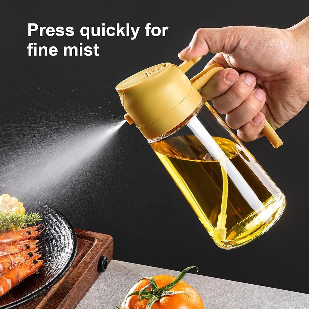 High Quality Glass Oil Sprayer 2 in 1 Food Grade Olive Oil Mister Spray Bottle Dispenser for BBQ Baking Cooking