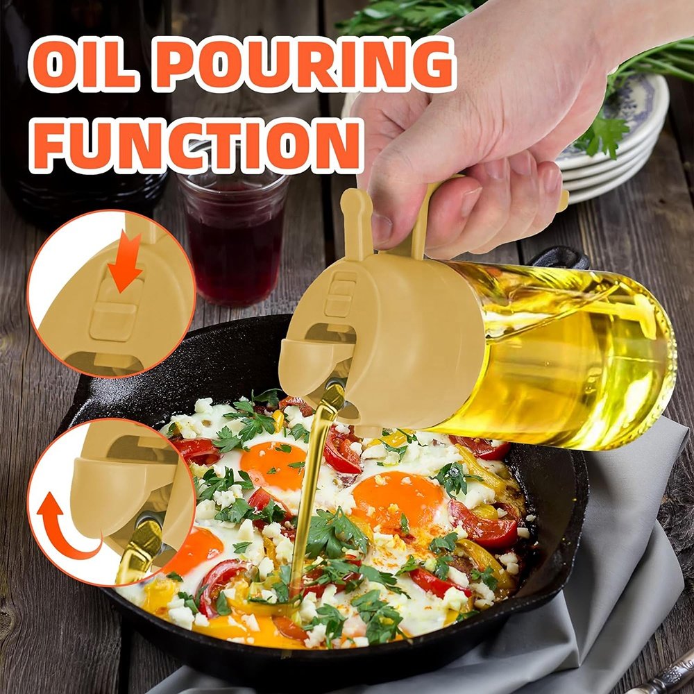 High Quality Glass Oil Sprayer 2 in 1 Food Grade Olive Oil Mister Spray Bottle Dispenser for BBQ Baking Cooking