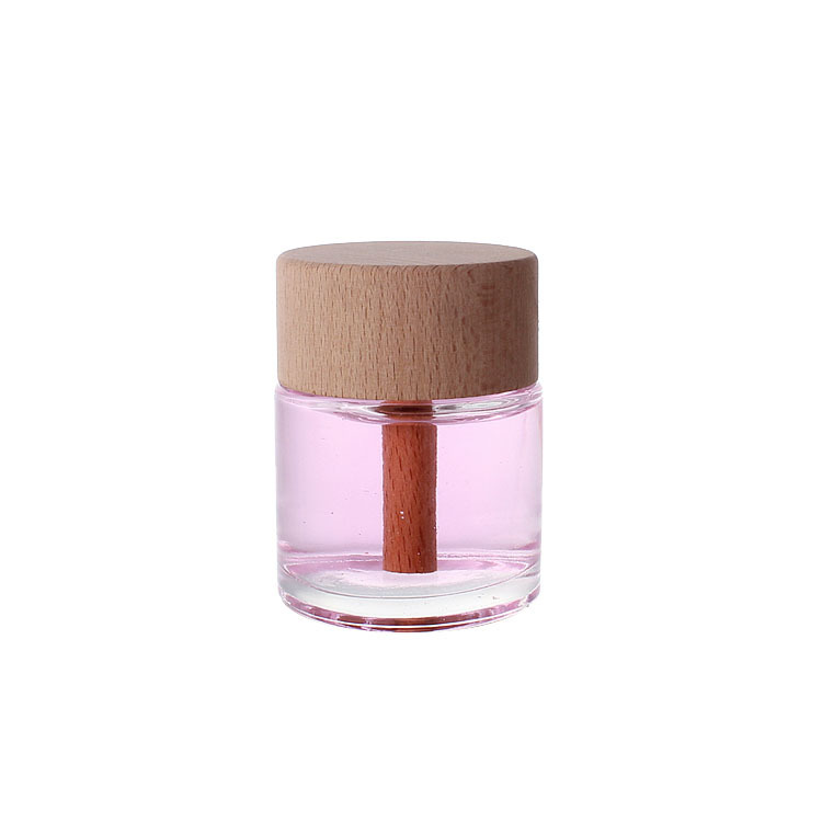 High Quality 50ML Empty Round Aroma Bottle Wooden Lid Car Perfume Bottle Car Air Freshener Empty Car Perfume Bottle