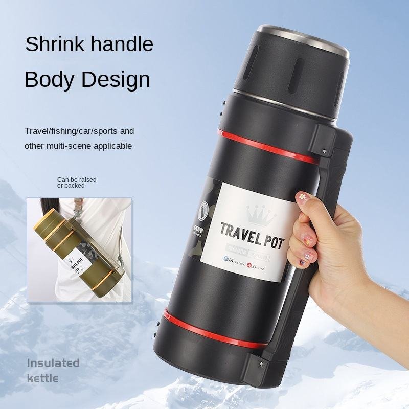 Custom Logo Classical 2L Double Wall Vacuum Insulated Thermos Flask Portable Large Travel Hike Water Bottle Cold Warm Water