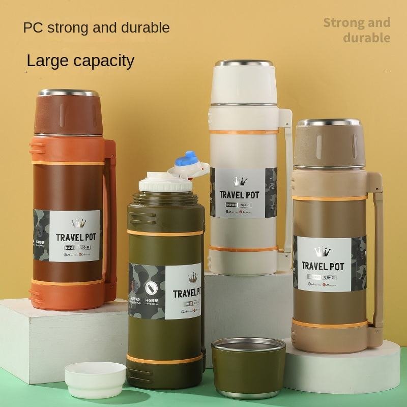 Custom Logo Classical 2L Double Wall Vacuum Insulated Thermos Flask Portable Large Travel Hike Water Bottle Cold Warm Water