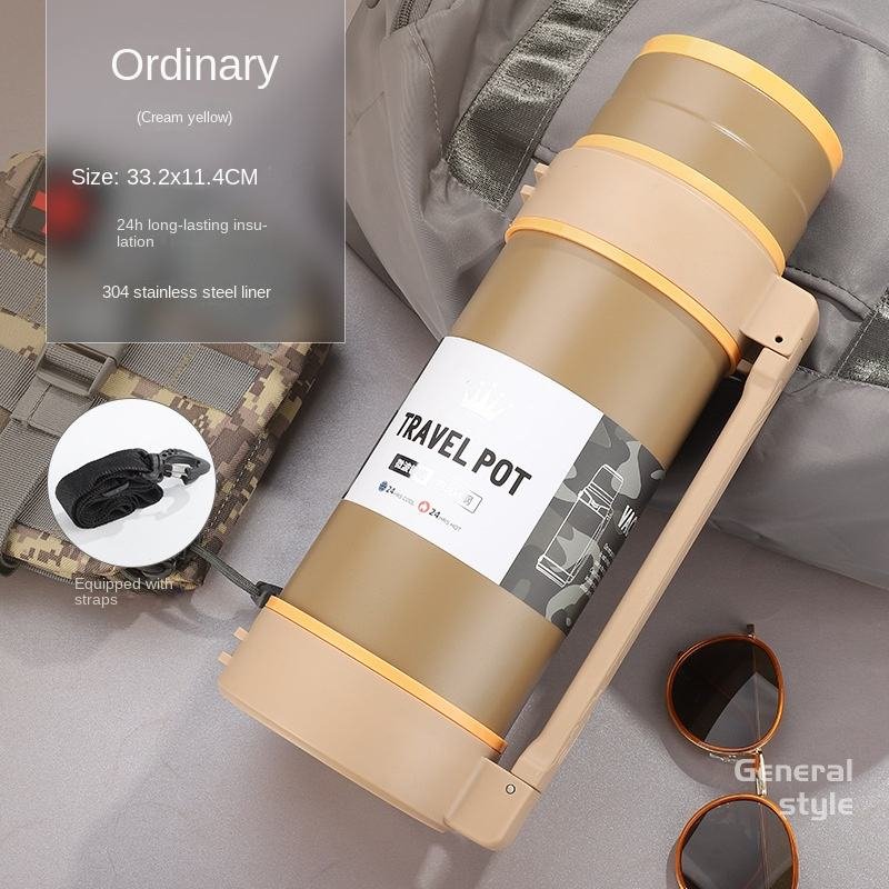 Custom Logo Classical 2L Double Wall Vacuum Insulated Thermos Flask Portable Large Travel Hike Water Bottle Cold Warm Water