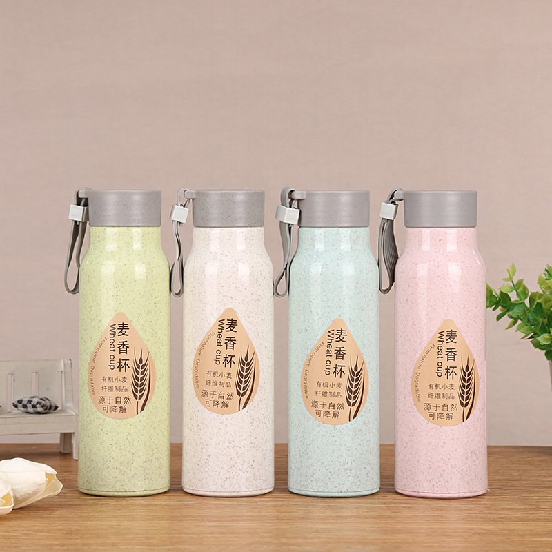 Manufactory wholesale wheat straw promotional cup gift double-deck plastic cup