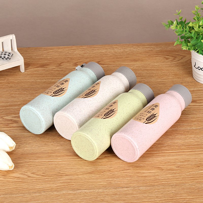 Manufactory wholesale wheat straw promotional cup gift double-deck plastic cup