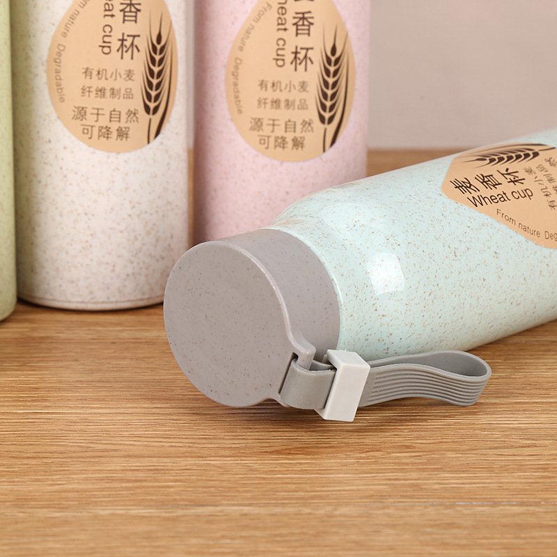 Manufactory wholesale wheat straw promotional cup gift double-deck plastic cup