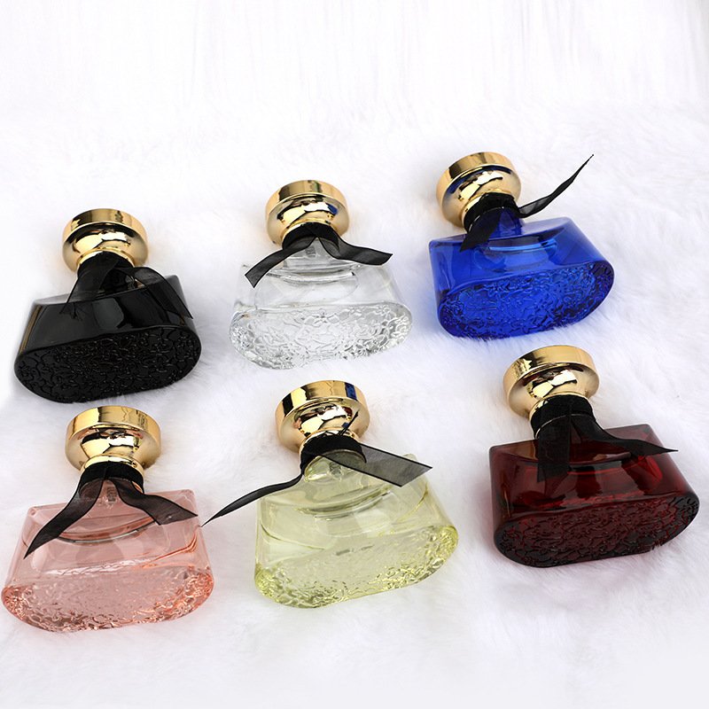 30ml Blue Pink Clear Red and colored customized screw glass pressed spray perfume glass bottle