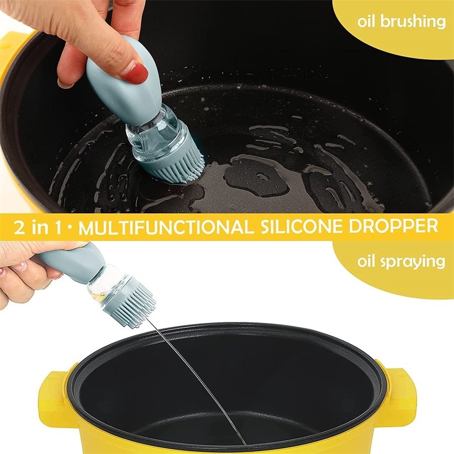 2 in 1 Silicone Dropper Measuring Oil Dispenser Bottle Glass Olive Oil Dispenser Bottle With Silicone Brush
