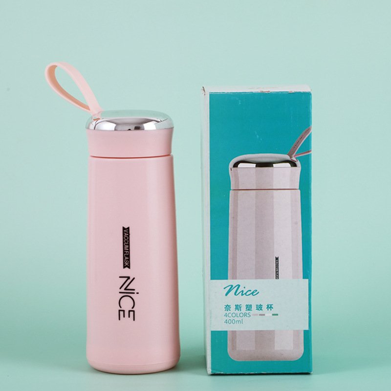 Hot sale 400ml straight gradient sublimation blank frosted glass water bottle with portable lid kids school office cute nice cup