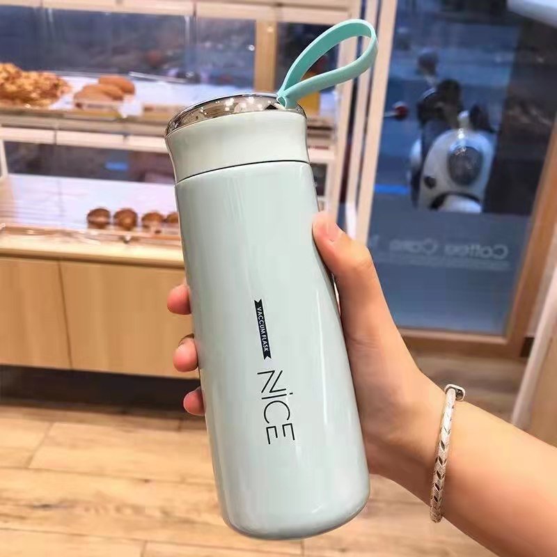 Hot sale 400ml straight gradient sublimation blank frosted glass water bottle with portable lid kids school office cute nice cup