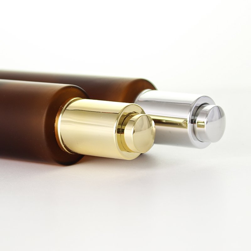 20ml 30ml 40ml 60ml New frosted amber flat shoulder glass bottle with shiny button dropper for serum