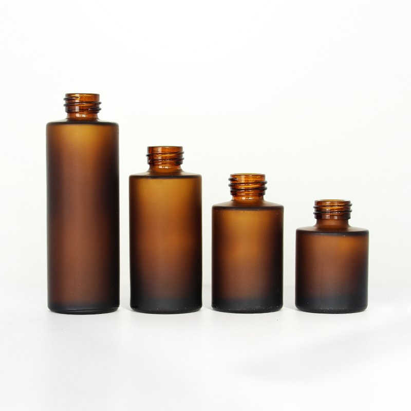 20ml 30ml 40ml 60ml New frosted amber flat shoulder glass bottle with shiny button dropper for serum