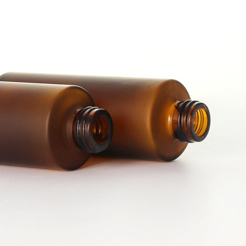 20ml 30ml 40ml 60ml New frosted amber flat shoulder glass bottle with shiny button dropper for serum