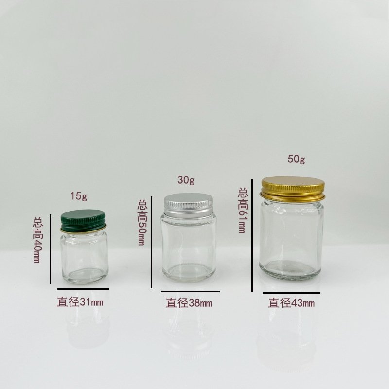 Hot Sale 15ml 30ml 50ml Refillable Clear Empty Screw Glass Bottle With Steel Lid