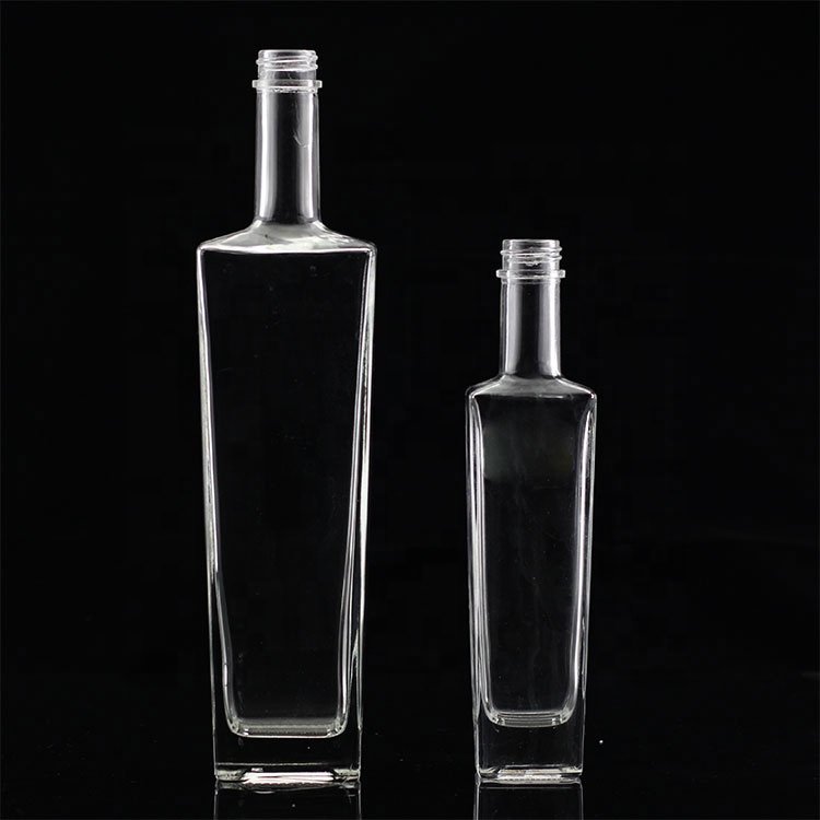 Wholesale 250ml 500ml 700ml 750ml Glass Bottle Square Glass Liquor Bottle For Sale