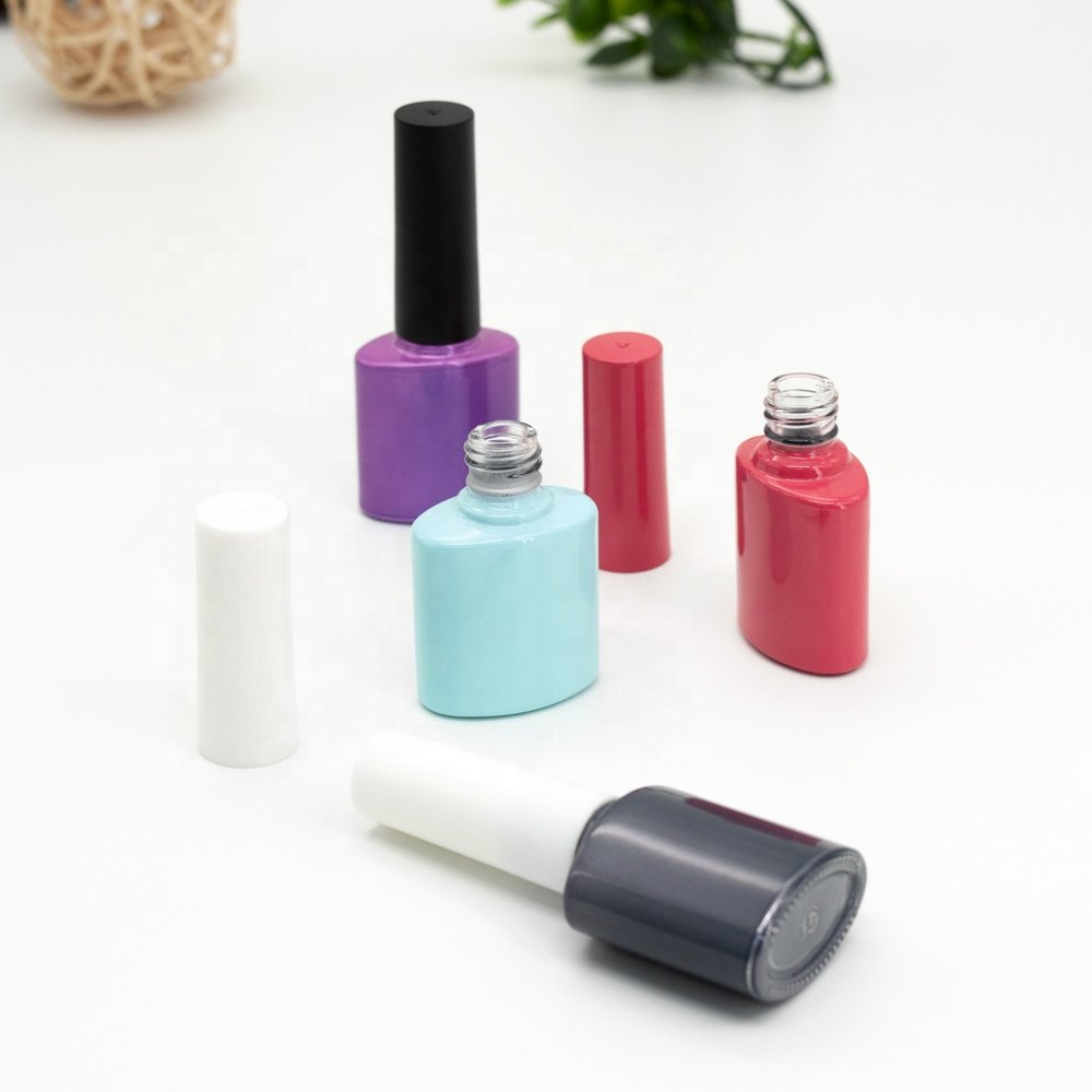 wholesale custom 5ml 8ml 15ml white empty glass bottle for uv gel nail polish with cap and brush nail polish bottle