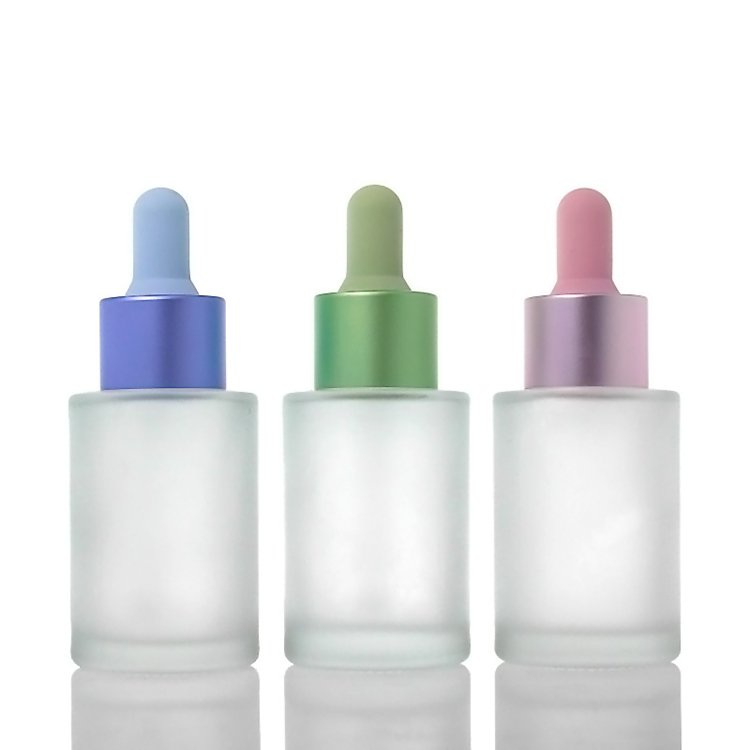 custom color glass bottle 30ml frosted glass dropper cosmetic bottle