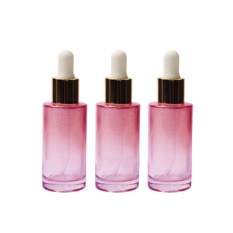 custom color glass bottle 30ml frosted glass dropper cosmetic bottle