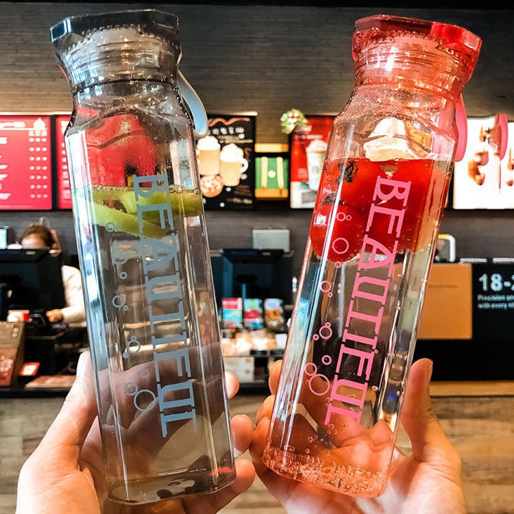 Custom 350ml 500ml Creative Crystal Portable sealed Colorful Drinking Running Water Bottles Glass Bottle Water