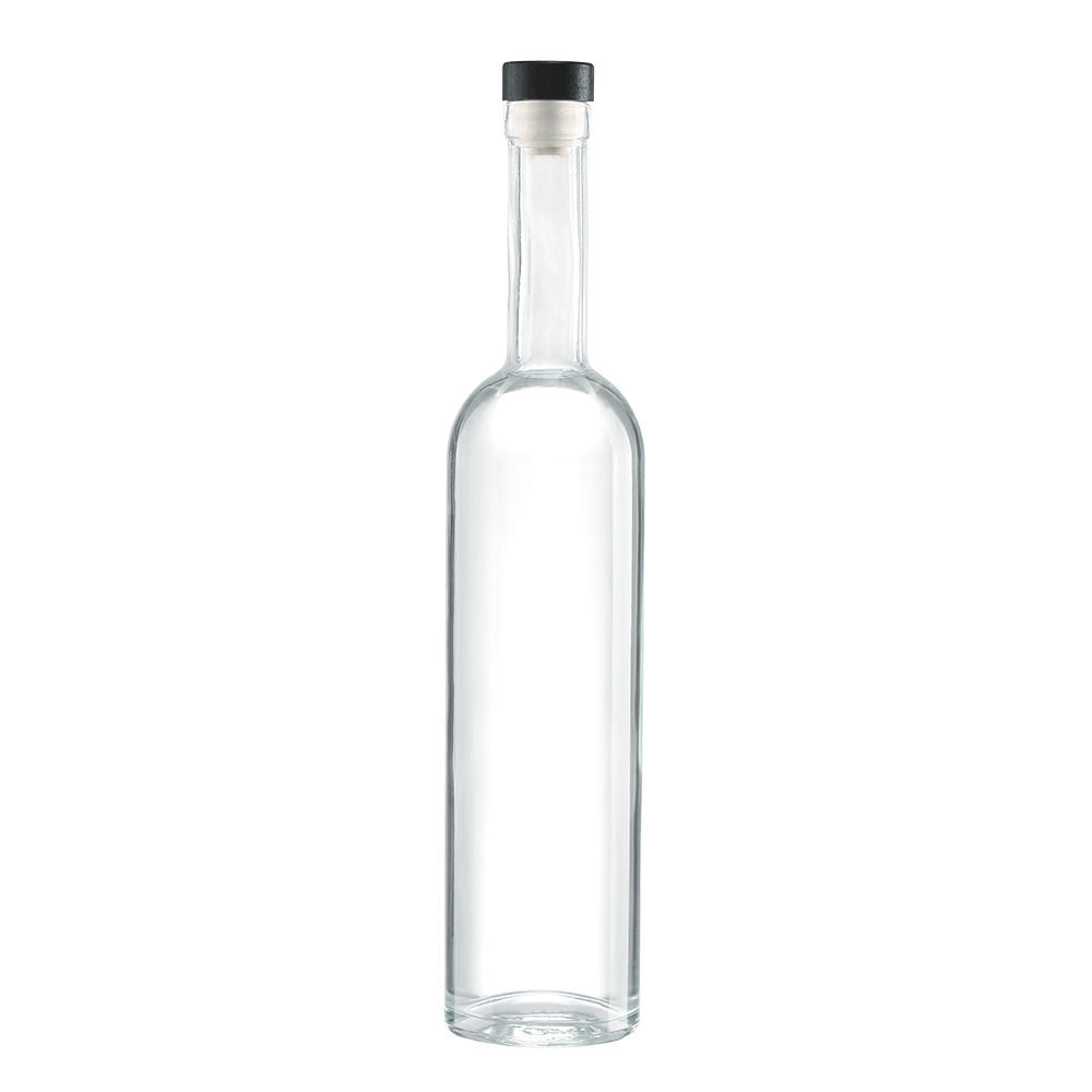 500ml 750ml empty rum whisky vodka high-quality glass bottle with cork for vodka whiskey