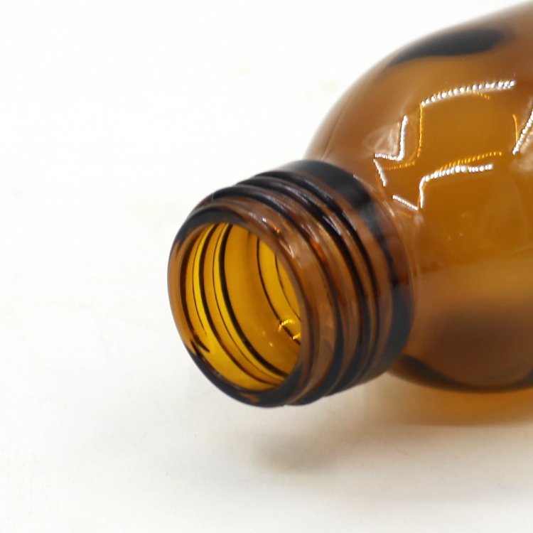 Empty 28mm Amber Brown Round 30ml 60ml 100ml 125ml 150ml Oral Liquid Medical Syrup Glass Bottles with Lid