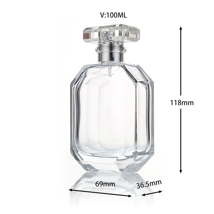 Wholesale 30ml 50ml 100ml Empty Spray Bottle Square Crimp Scent Bottle with Atomizer Spray Empty Glass Perfume Bottle