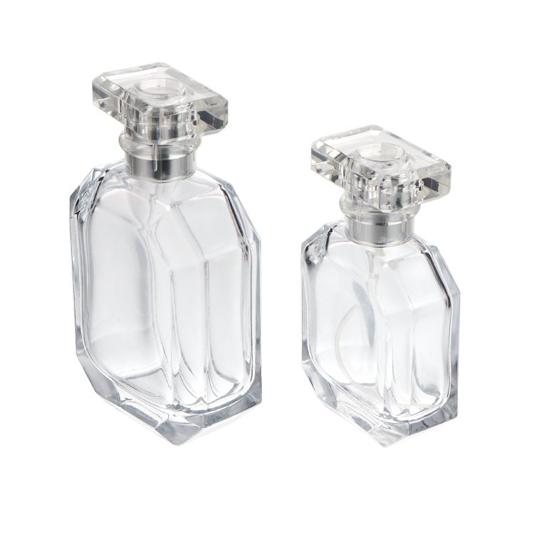 Wholesale 30ml 50ml 100ml Empty Spray Bottle Square Crimp Scent Bottle with Atomizer Spray Empty Glass Perfume Bottle