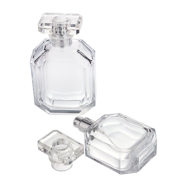 Wholesale 30ml 50ml 100ml Empty Spray Bottle Square Crimp Scent Bottle with Atomizer Spray Empty Glass Perfume Bottle