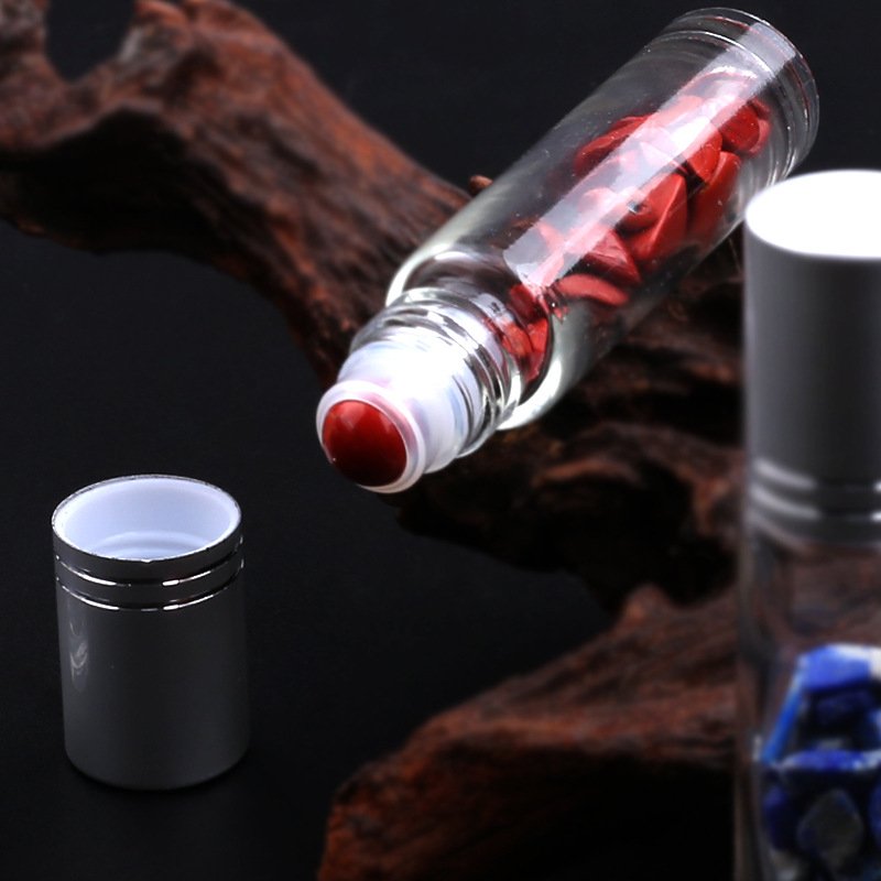 Wholesale Glass Roll On Bottle 10ml Gemstone Glitter Essential Oil Roller Bottles