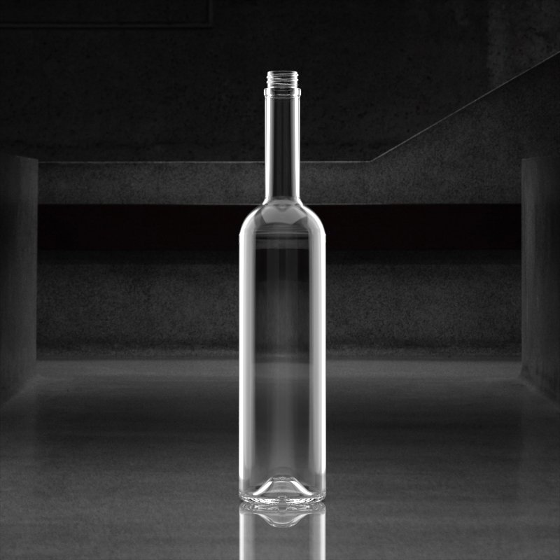 Custom Small Mouth Long Neck Liquor Bottle 700ml 750ml Raised base Tequila Glass Bottle