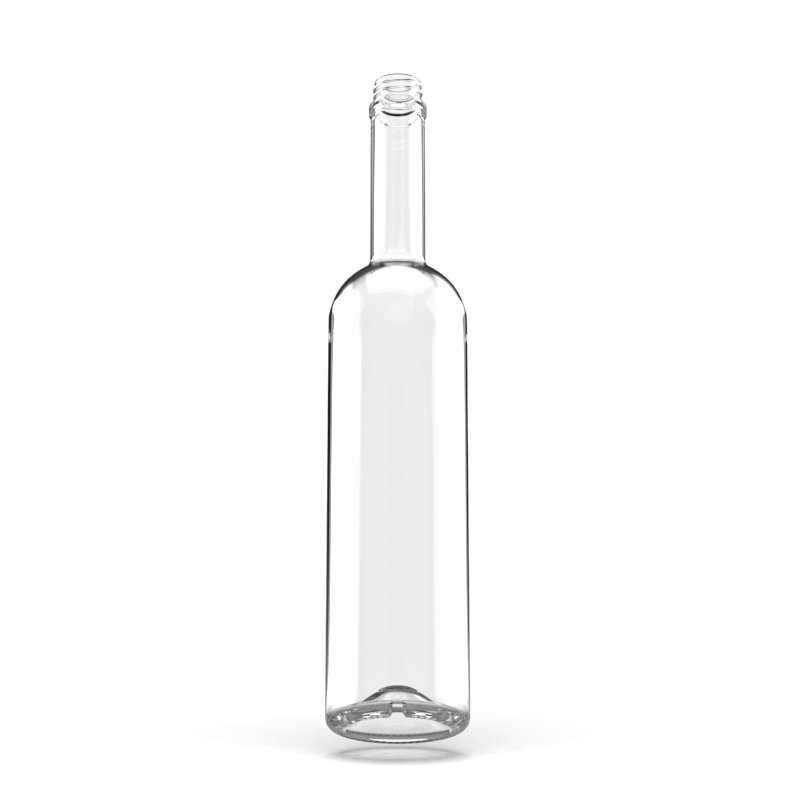 Custom Small Mouth Long Neck Liquor Bottle 700ml 750ml Raised base Tequila Glass Bottle
