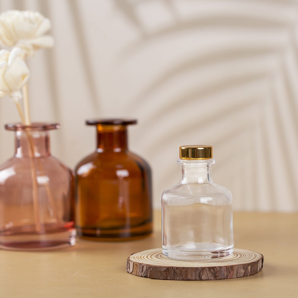 High end frosted custom 200ML Round Glass Bottle Reed Diffuser for holiday gifts