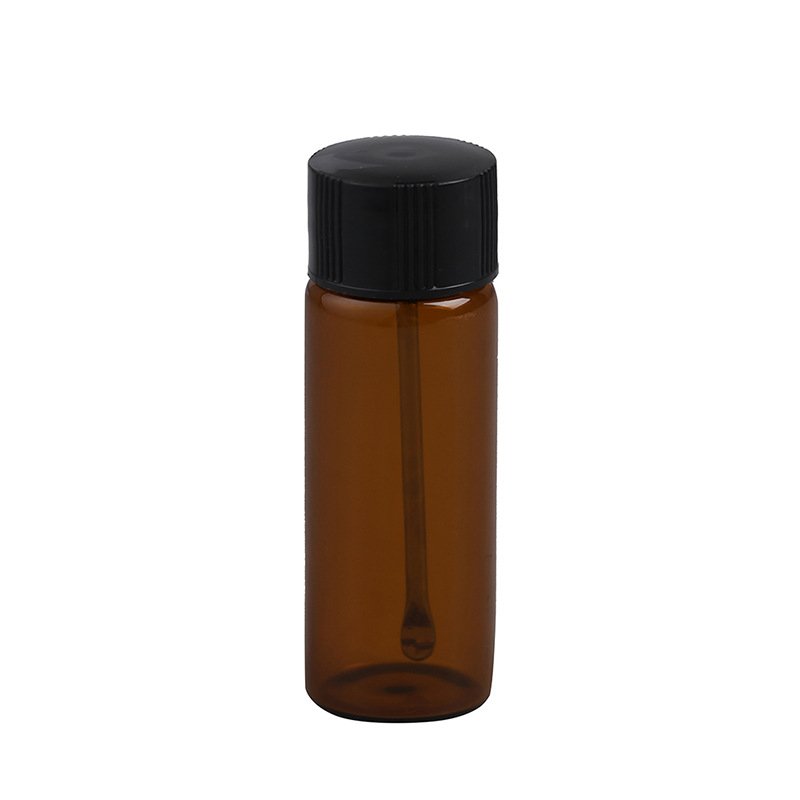 15ml Small Glass Bottles with Snuff Spoons Hard Vials Set for Spice, Powder, Oils, Reagents, Pills, Pocket Size Portable Design