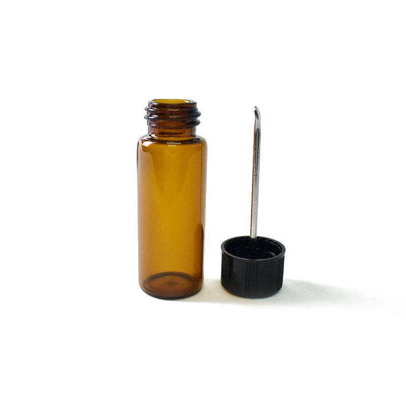 15ml Small Glass Bottles with Snuff Spoons Hard Vials Set for Spice, Powder, Oils, Reagents, Pills, Pocket Size Portable Design