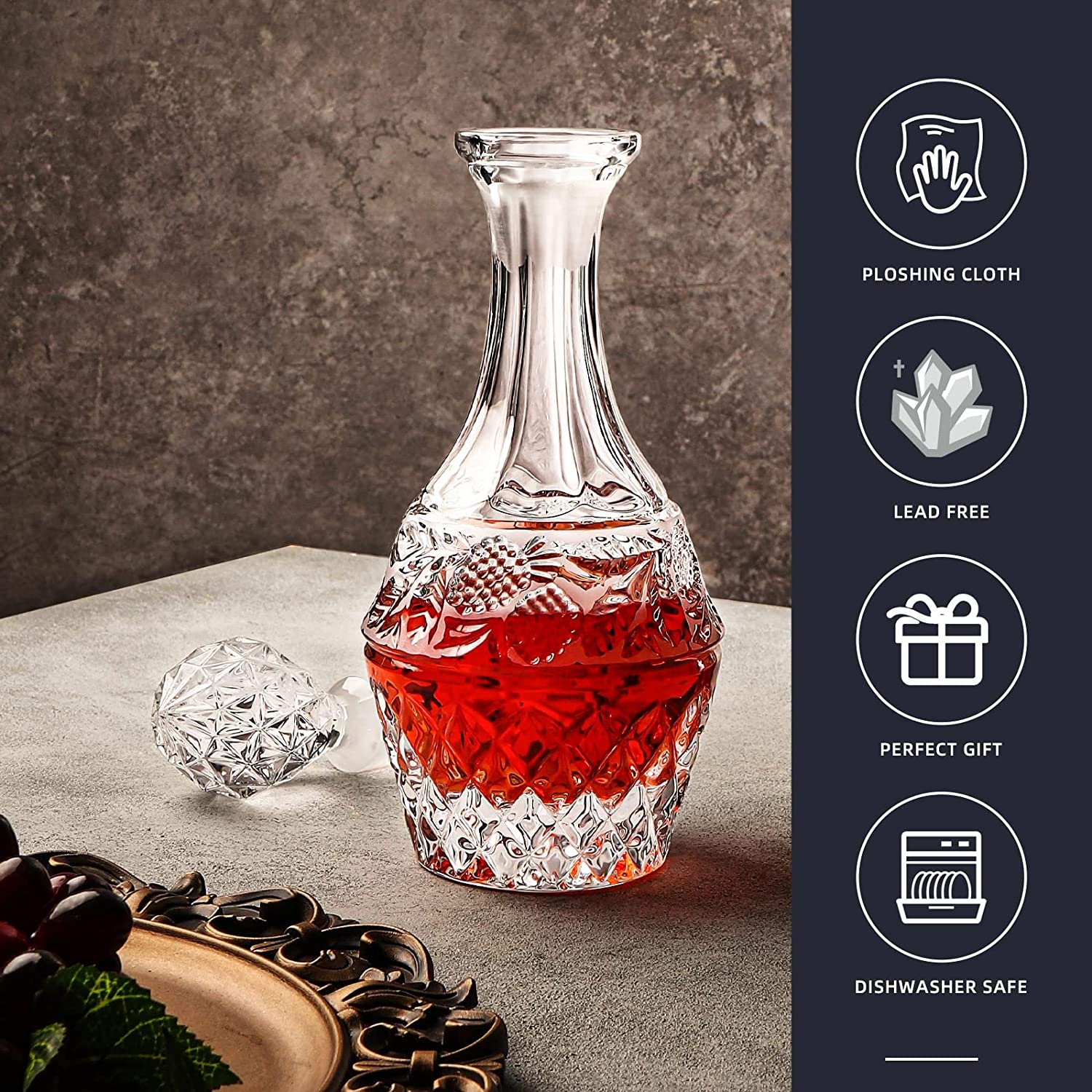 New product 650ml Clear glass whisky bottle with lid drinking glass bottle